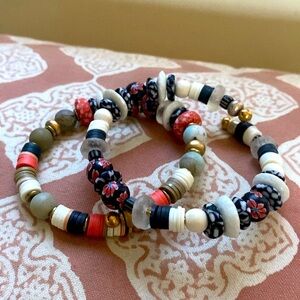 Handmade bracelet set black,red, white, turquoise 2 bracelets 
Made in U…